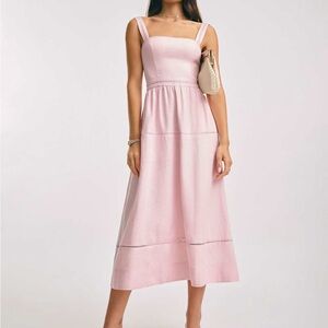 Reformation Everett Linen Dress Cherry Blossom